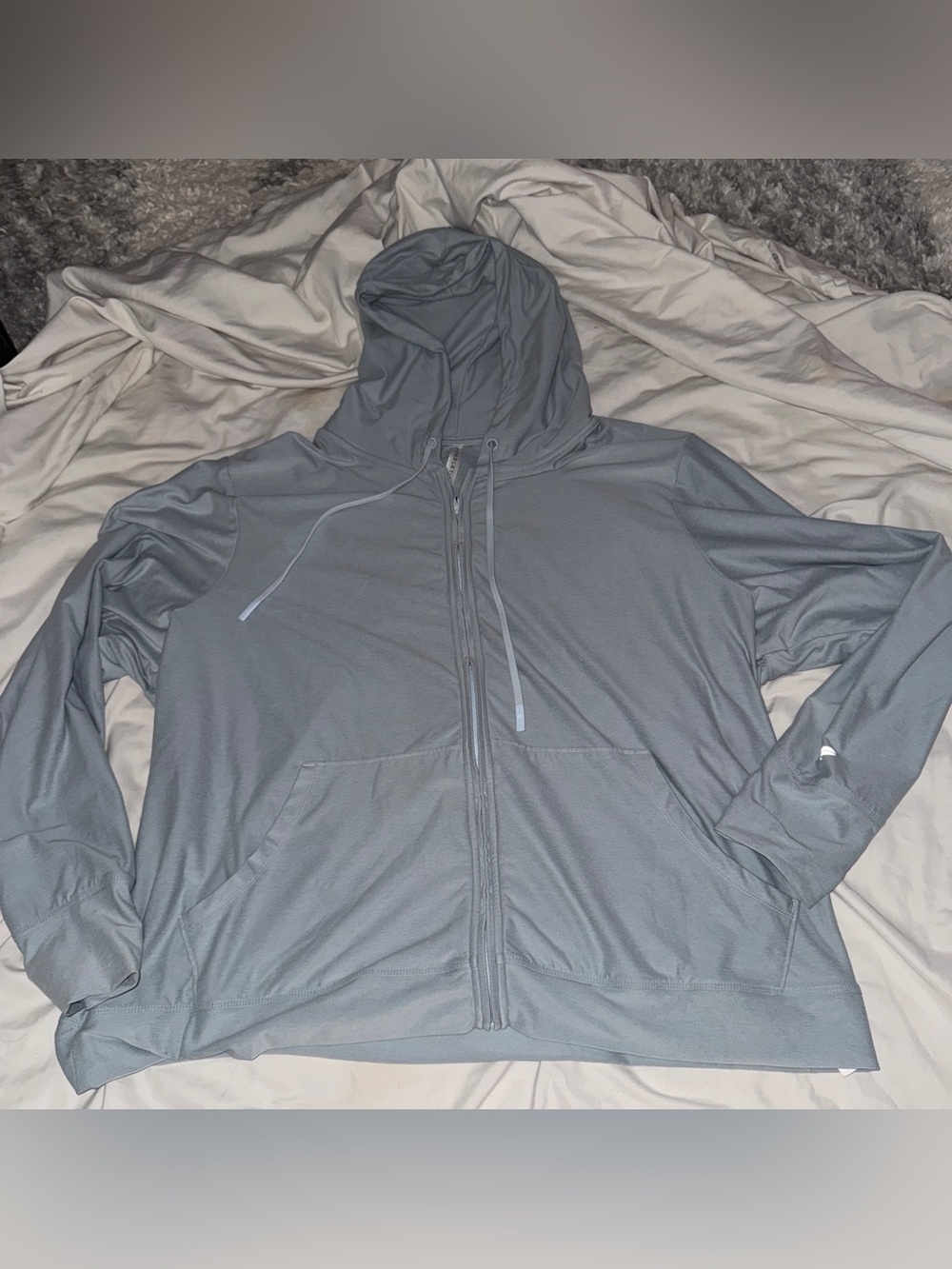 Fabletics Women's Lightweight Hooded Full-Zip Jacket - light blue